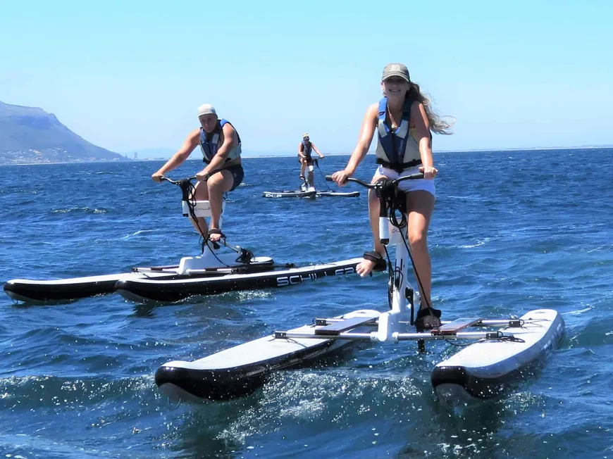 Ruta en bicicleta acuática en la playa del Trabucador, Delta del Ebro