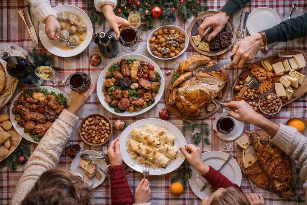 taula de Nadal amb productes de la Costa Daurada, feta amb IA