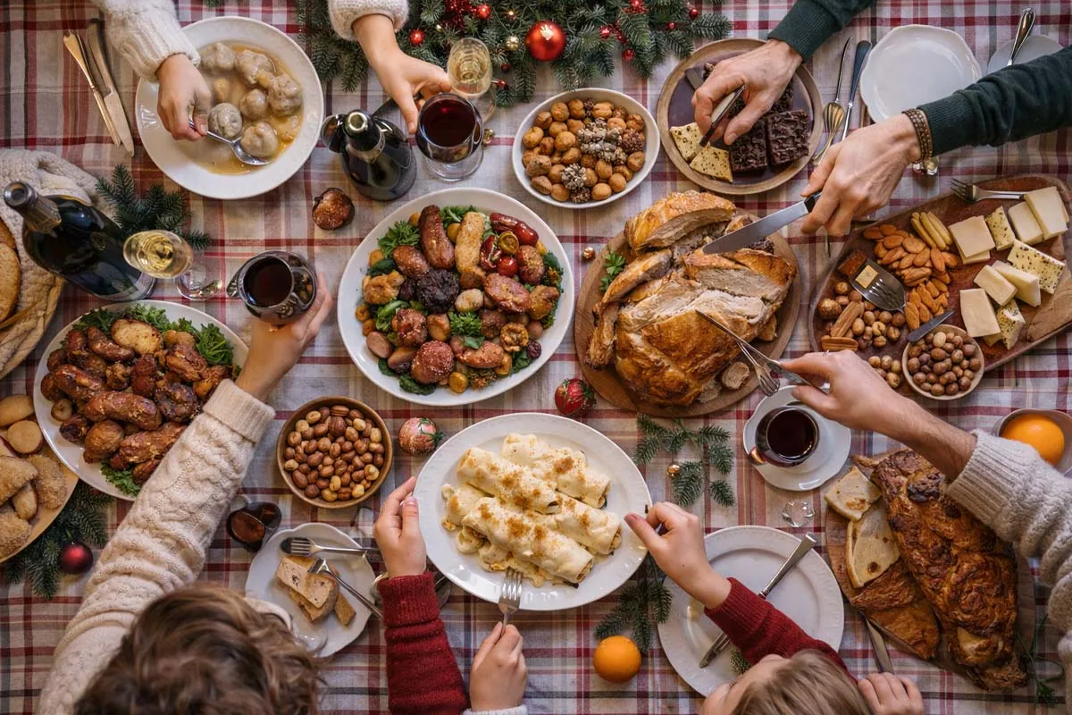 taula de Nadal amb productes de la Costa Daurada, feta amb IA