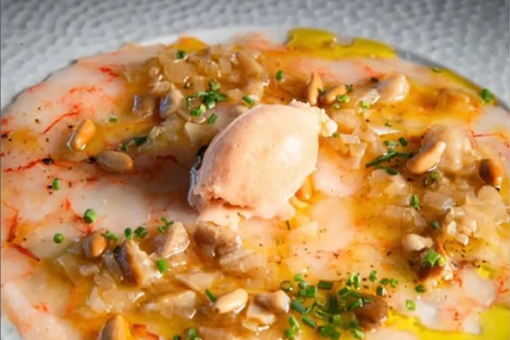 Carpaccio de gamba roja de Tarragona del restaurante del Club Nàutic