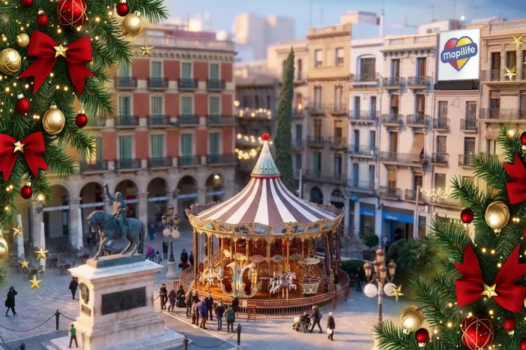 Imagen generada con IA de la plaça Prim de Reus en Nadal